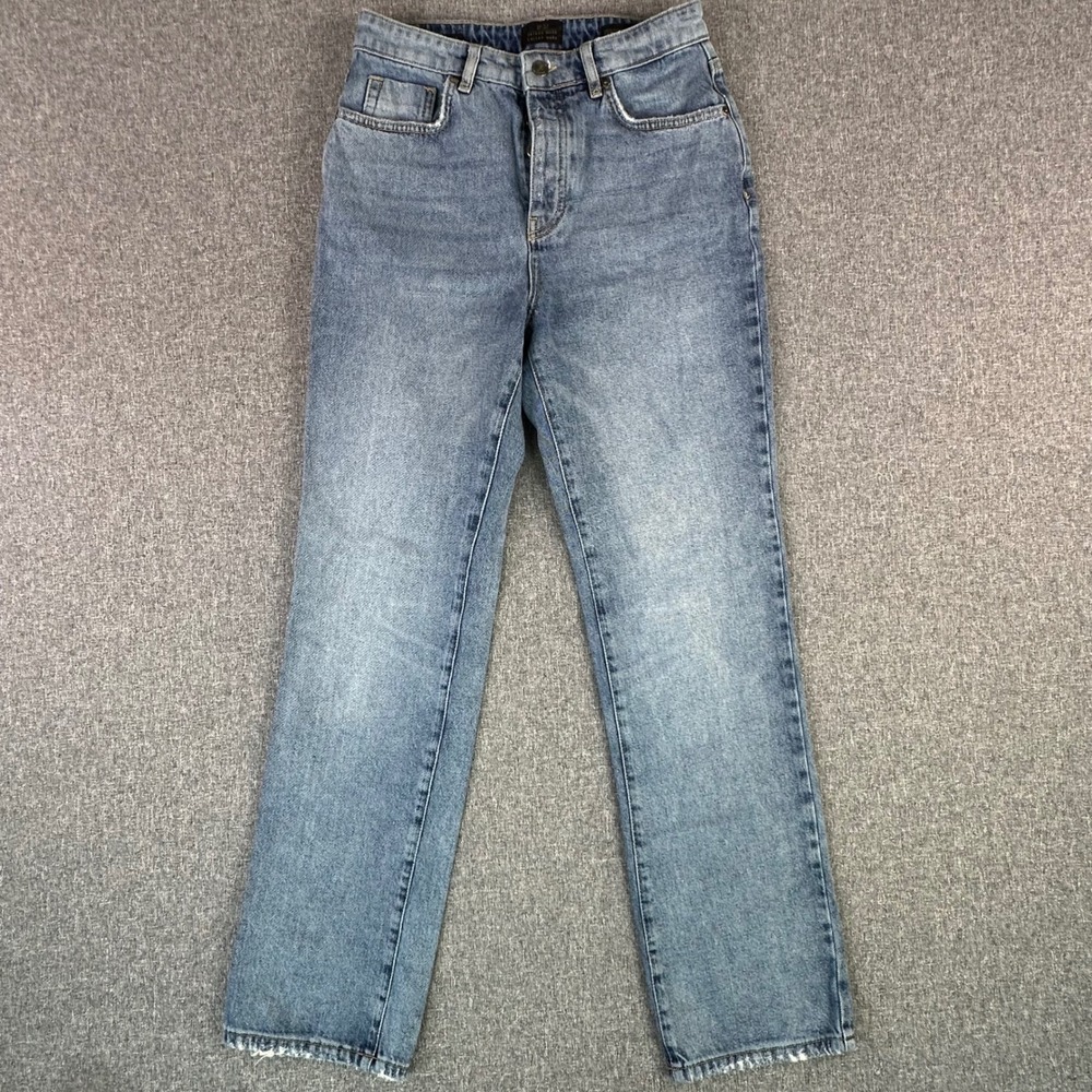 Tailor Made Jeans Women 27 Preston Blue Ultra High Rise Straight Leg Button Fly